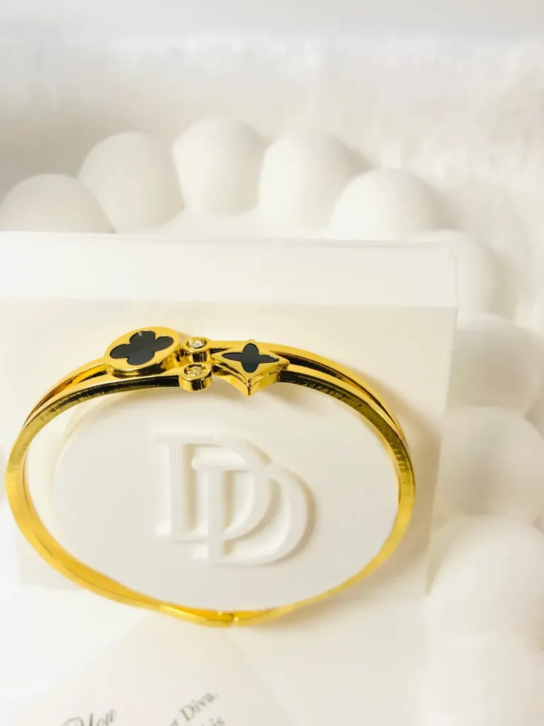 [brc-adlt-flwr-clvr-elg-02] Flower & clover elegance bangle