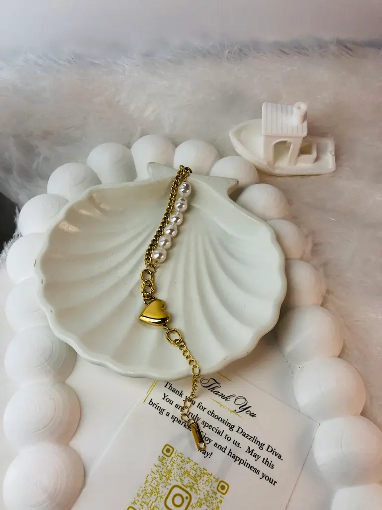 [brc-prl-hrt] Bracelet-pearl and heart