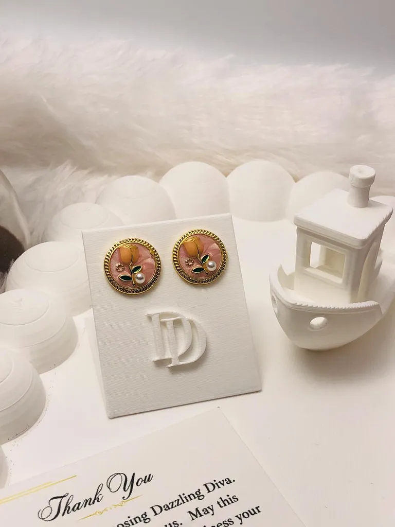 [stud-Enml-ORos] Enamel stud orange rose
